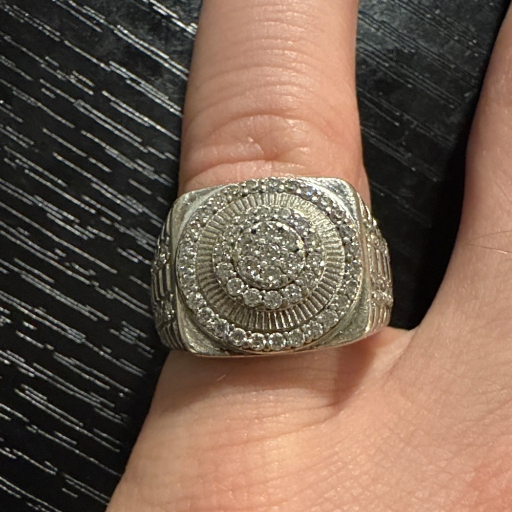 Silver ring with CZ men’s size 10 pinky ring